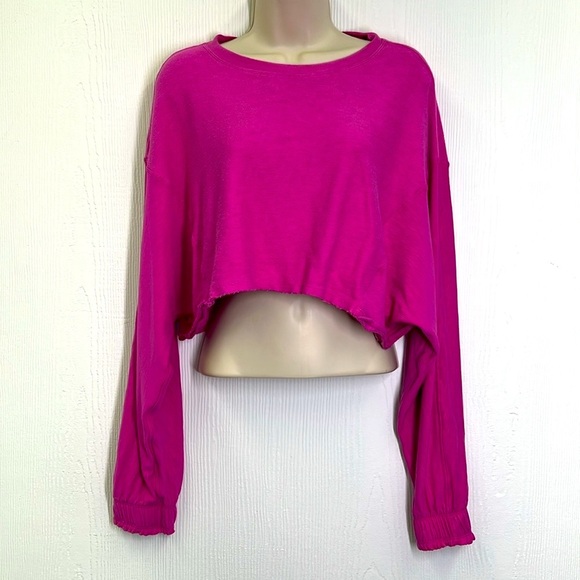 Free People - Movement Surfside Living Magenta Pink Cropped Overside Top Size XS - Picture 3 of 15